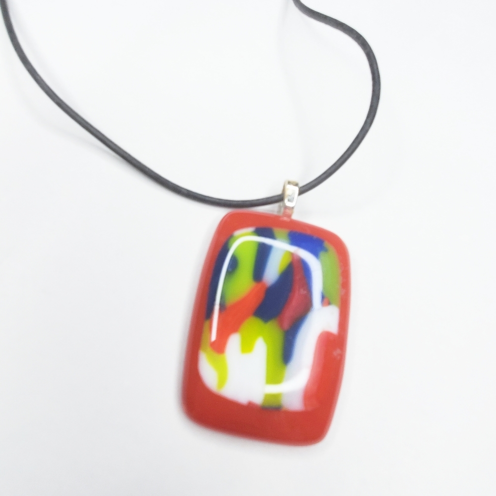 5/$25 Artisan Glass Rectangle Mosaic Pendant
